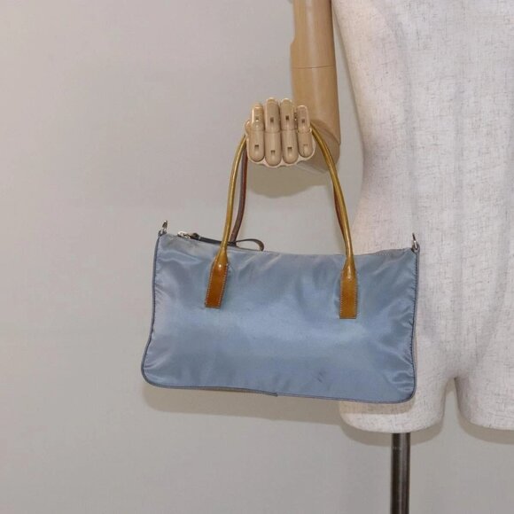 PRADA Hand Bag Nylon Light Blue Auth - Picture 1 of 16